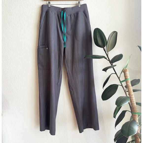Figs Pants - Figs Womens High Rise Wide Leg Scrub Pants Size XLT Graphite Medical Uniform